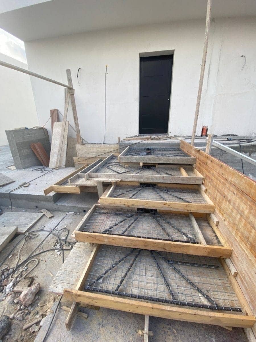 Wood forming and preparation for concrete step or landing work